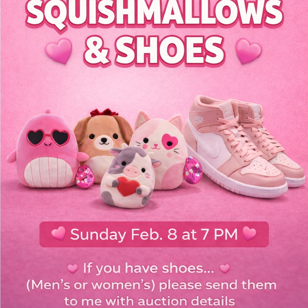 Valentine Squishmallows and Shoes